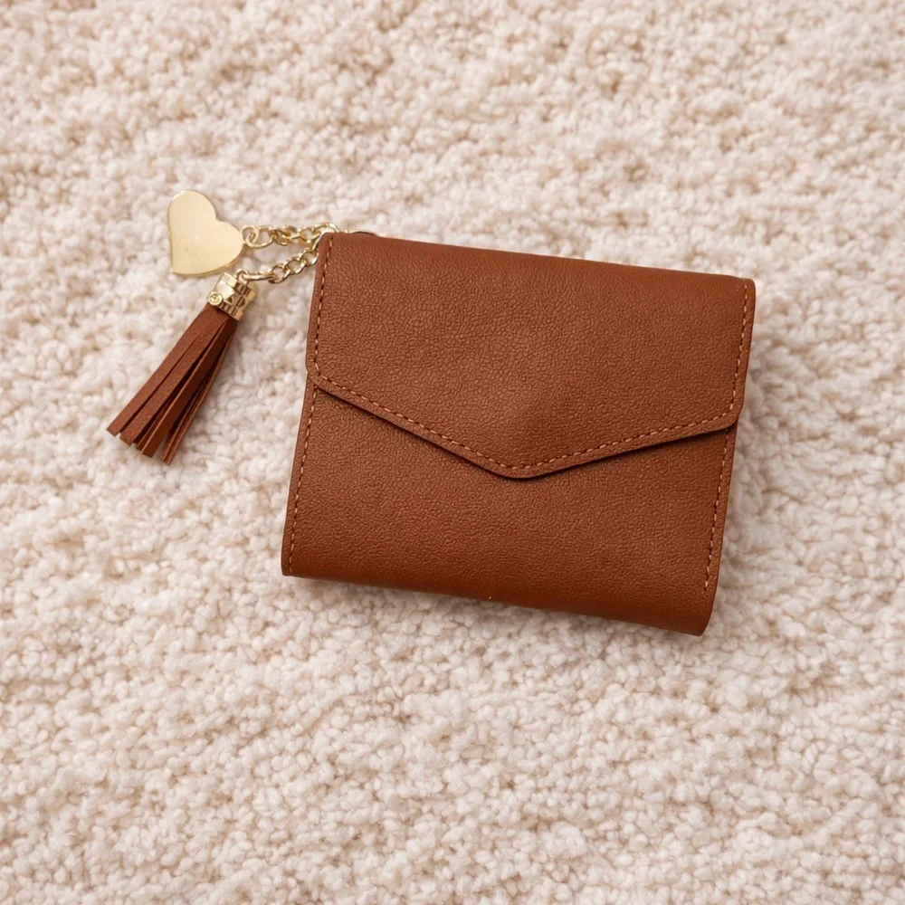 Brown Wallet with Heart Charm
